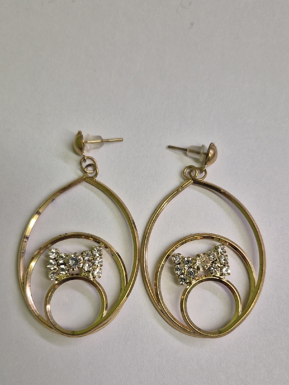 Gold-Tone Crystal Bow Drop Earrings - Women Jewelry